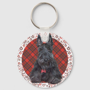 Porte-clés Terrier Écossais sur Tartan