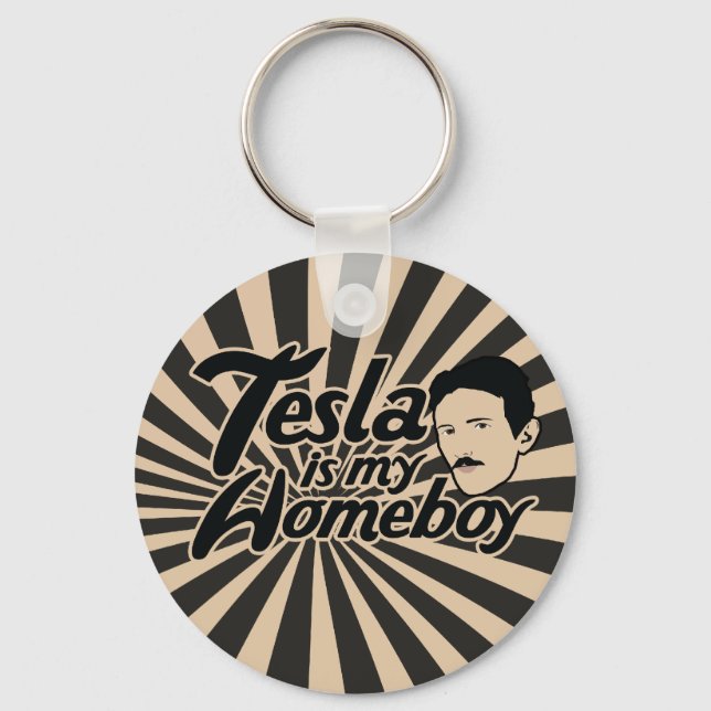 Porte-clés Tesla est mon Homeboy (Recto)