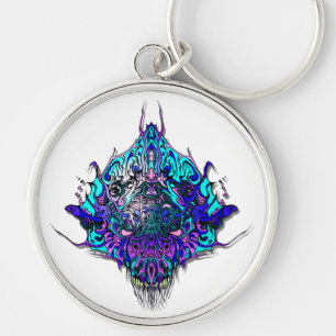 Porte-clés Tête Alien - bleu et violet