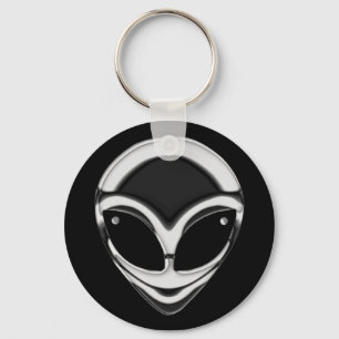 PORTE-CLÉS TÊTE D'ALIEN DE CHROME