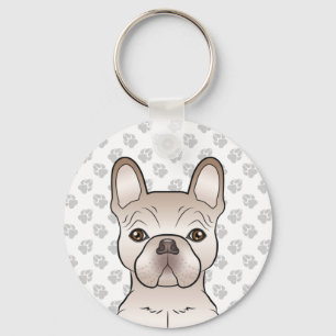 Porte-clés Tête de bouledogue français crème et pattes grises