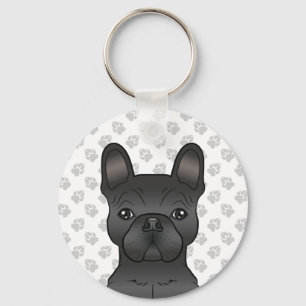 Porte-clés Tête de chien de dessin animé Bouledogue Français
