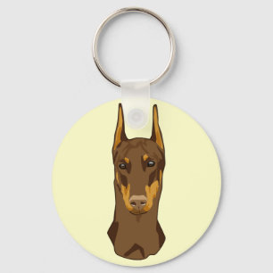 Porte-clés Tête de dobermann, rouge