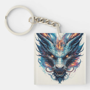 Porte-clés Tête de dragon aux yeux féroces