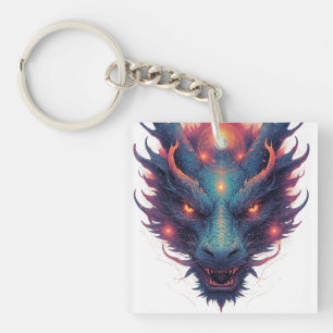 Porte-clés Tête de dragon aux yeux féroces