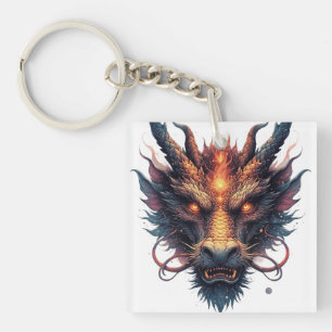 Porte-clés Tête de dragon aux yeux féroces