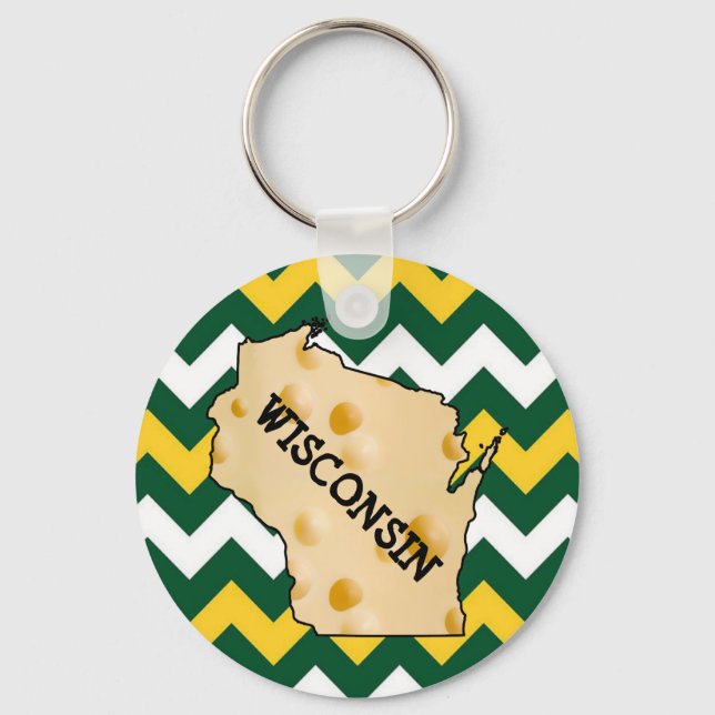 Porte-clés Tête de fromage de football vert et or du Wisconsi (Recto)