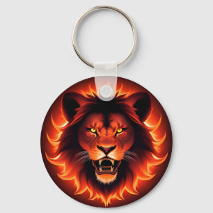 Porte-clés Tête de Lion Fougueux avec Crinière Lumineuse