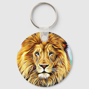 Porte-clés Tête de lion peinture numérique
