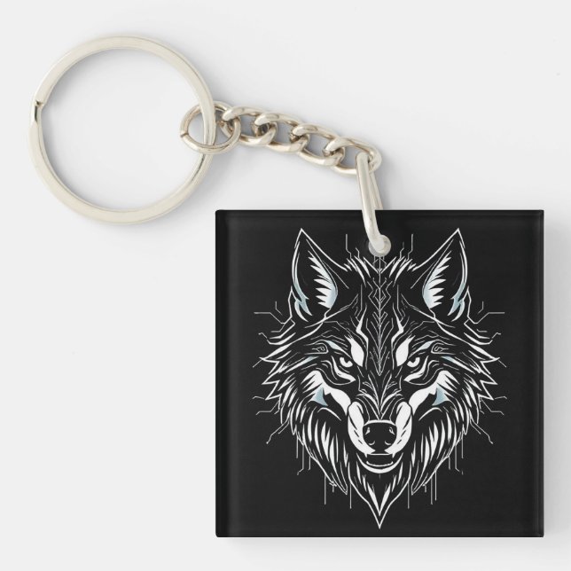 Porte-clés Tête de loup art (Devant)