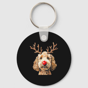 Porte-clés Tête de Noël Mignonne Drôle de Renne Santa Goldend