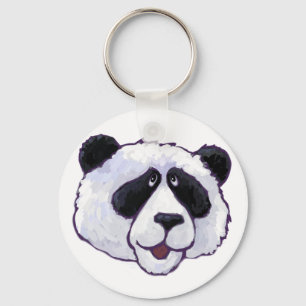 Porte-clés Tête d'ours de panda noir et blanc