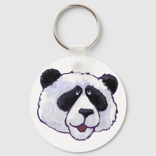 Porte-clés Tête d'ours de panda noir et blanc (Recto)