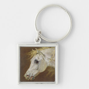 Porte-clés Tête d'un cheval Arabe gris (huile sur la toile