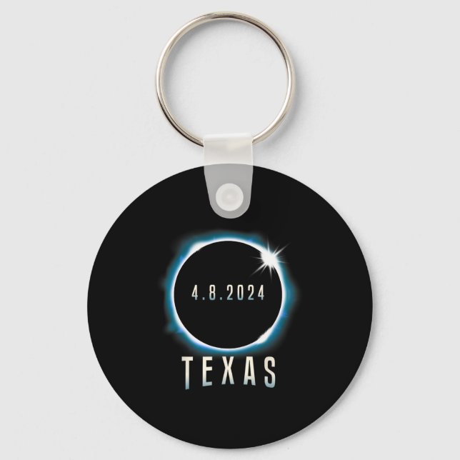 Porte-clés Texas Total Solar Eclipse 2024 Bleu Avril 8 Hommes (Recto)