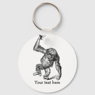 Porte-clés texte customisé chimpanzé bébé mignon