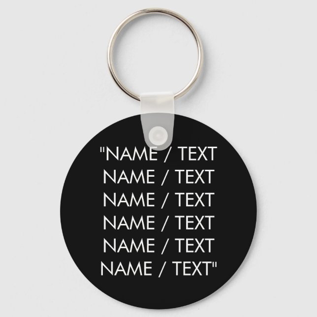 Porte-clés Texte de nom monographique personnalisé noir minim (Recto)