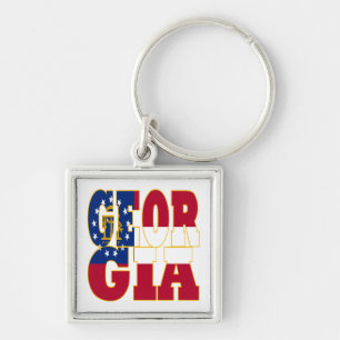 Porte-clés Texte du drapeau de l'État de Géorgie