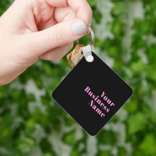 Porte-clés Texte éditable rétro-moderne Noir et rose