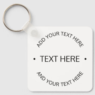 Porte-clés Texte modifiable simple et moderne   Blanc et noir