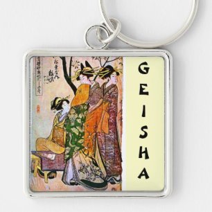 Porte-clés Texte personnalisable d'art japonais vintage de