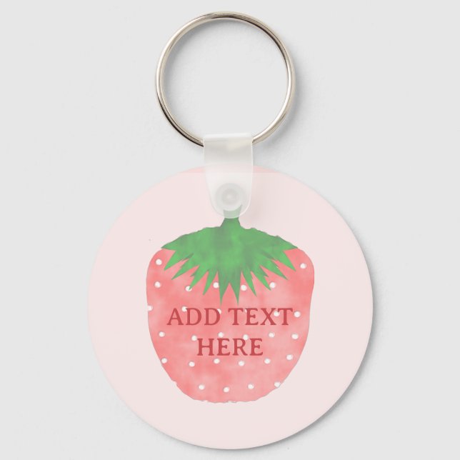 Porte-clés Texte personnalisé de dessin de fraises (Recto)