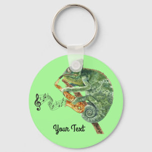 Porte-clés Texte personnalisé du saxophone Chameleon Jazz