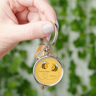Porte-clés Texte personnalisé Happy Love Bees