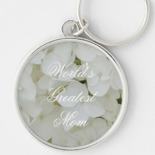 Porte-clés Texte Personnalisé Hydrangea Fleur Blanche Fleurs 