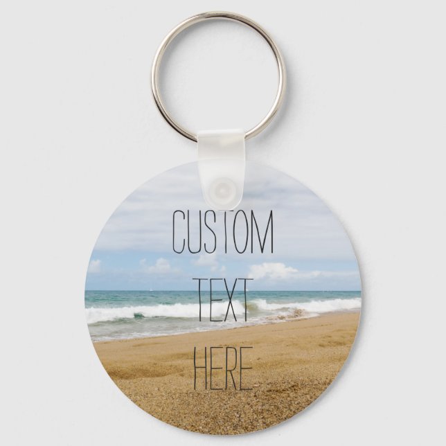 Porte-clés Texte personnalisé | Plage paisible (Recto)