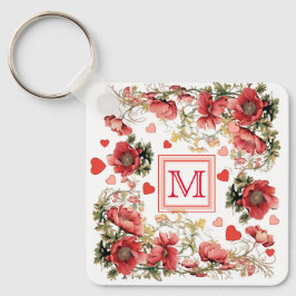 Porte-clés Texte Personnalisé Populations et Coeurs roses rom