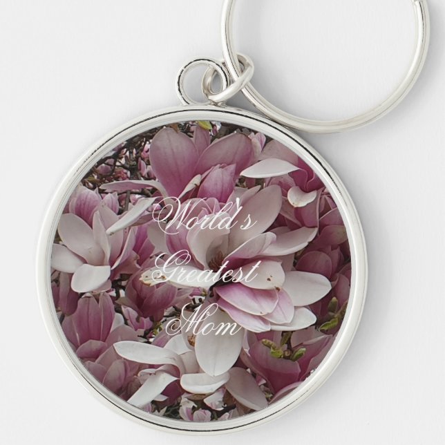 Porte-clés Texte personnalisé Porte - clé floral rose Magnoli (Devant)