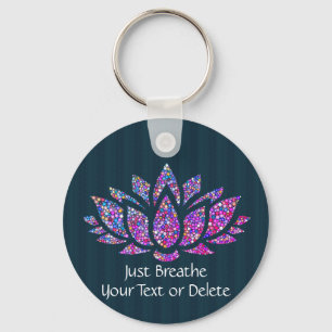 Porte-clés Texte personnalisé Tranquille Fleur Lotus Turquois