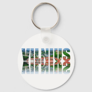 Porte-clés Texte Vilnius avec réflexion