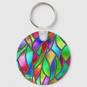 Porte-clés Texture 3D Motif en verre coloré