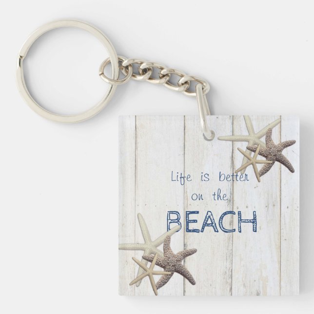 Porte-clés Texture en bois adorable, Épée, Plage (Devant)