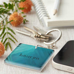 Porte-clés texture turquoise en verre