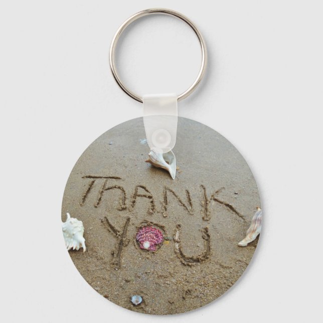 Porte-clés Thank you in the sand shells & beach (Recto)