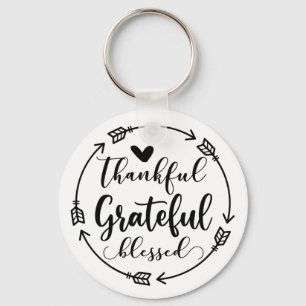 Porte-clés "Thankful Grateful Blessed" Quote Keychain