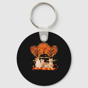 Porte-clés Thanksgiving Maple Cat Heart Shape Tree Leaf