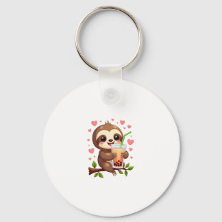 Porte-clés Thé au lait bulles Boba Paresseux Mignon Kawaii Fe
