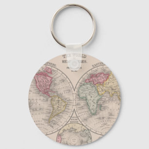Porte-clés The world 1860 - Eastern & Western hemispheres