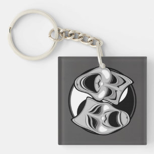 Porte-clés Théâtre comique et tragique Masques Yin Yang Desig