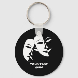 Porte-clés Théâtre Masque Comédie Tragédie Noir Blanc Per