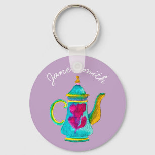 Porte-clés Théière turque colorée aquarelle