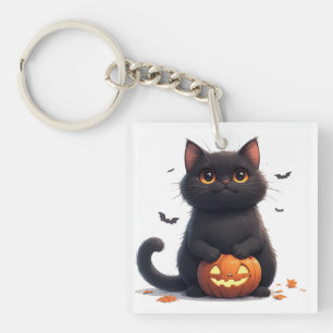 Porte-clés Thème de Halloween Magique avec Chat Noir Mignon �