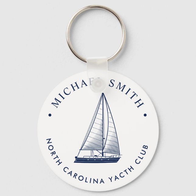 Porte-clés Thème nautique | Sailboat Club Custom Navy (Recto)