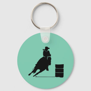 Porte-clés Thème Rodéo Cowgirl Barrel Racine Silhouette