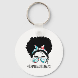 Porte-clés Thérapeute de la santé Black Afro Messy Bun Femmes
