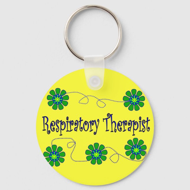 Porte-clés Thérapeute respiratoire Design de fleurs rétro (Recto)